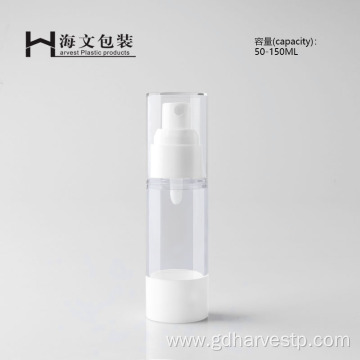 50ml White Airless Pump Bottle With Clear Cap